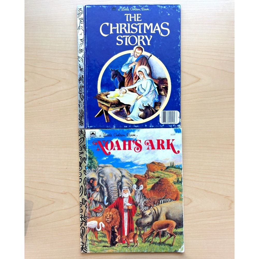 Vintage Little Golden Books Noahs Ark Christmas Story Religious Kids LOT OF 2